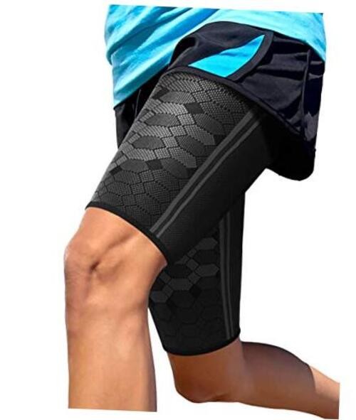 Thigh Compression Sleeves (Pair) – Quad and Hamstring Large Midnight Black