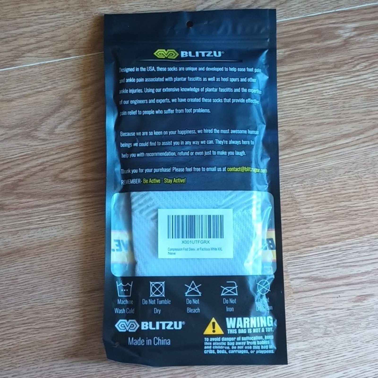 Blitzu Premium Graduated Foot Compression Sleeves XXL Unisex White New