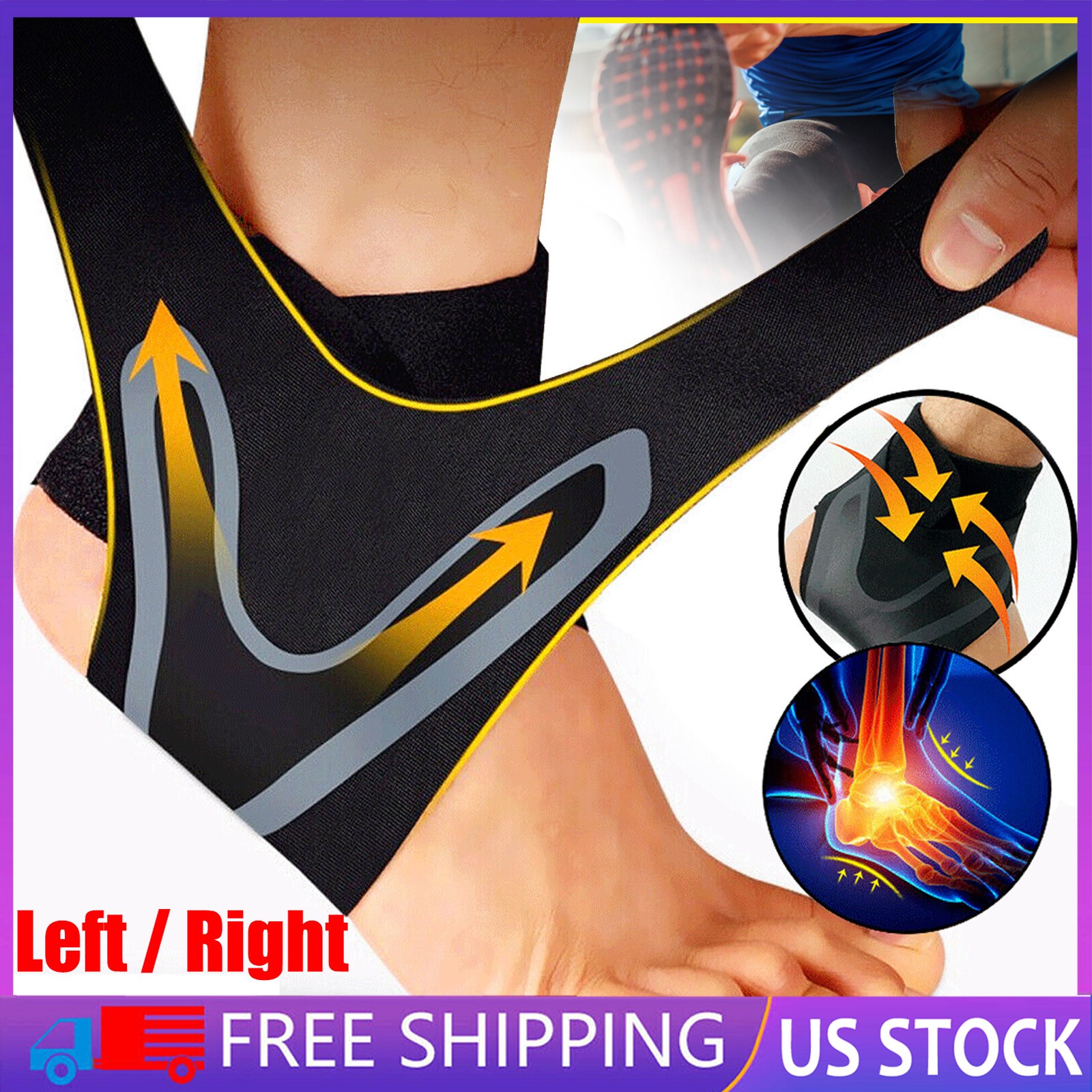 Ankle Brace Support Compression Sleeve Plantar Fasciitis Pain Relief Foot Wrap