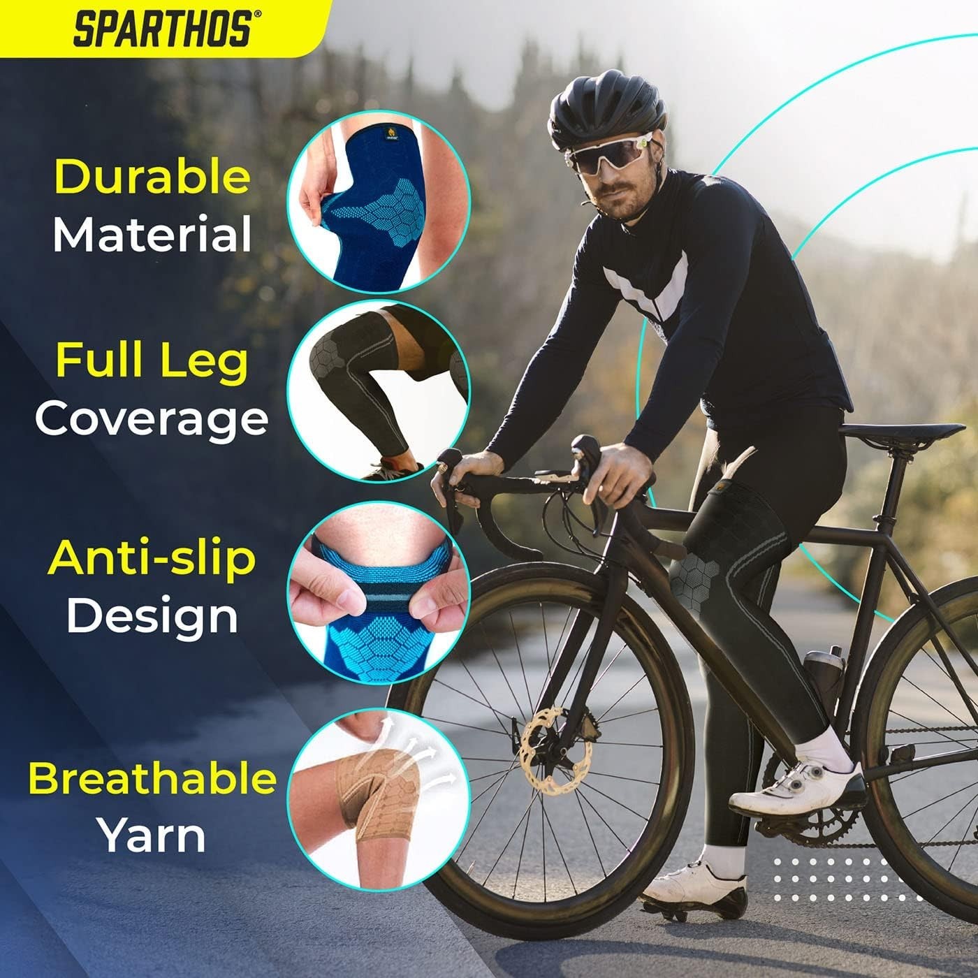 Durable Men’s Compression Sleeves – Relief from Shin Splints & Cramps – Large