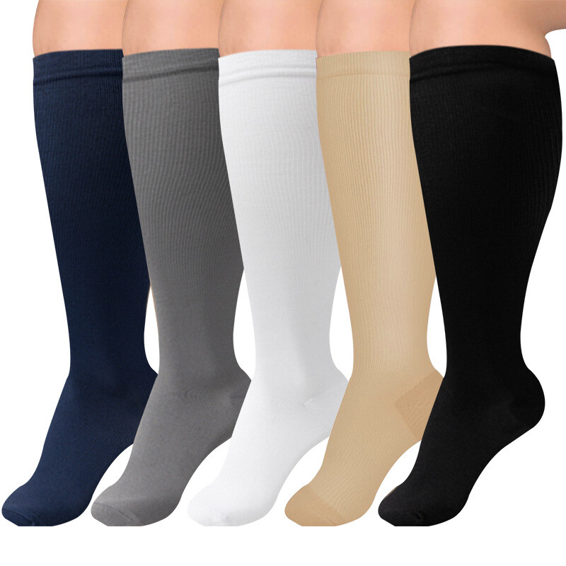 3/4/5 Pairs Plus Size Compression Socks Extra Wide Calf Knee High Support Socks