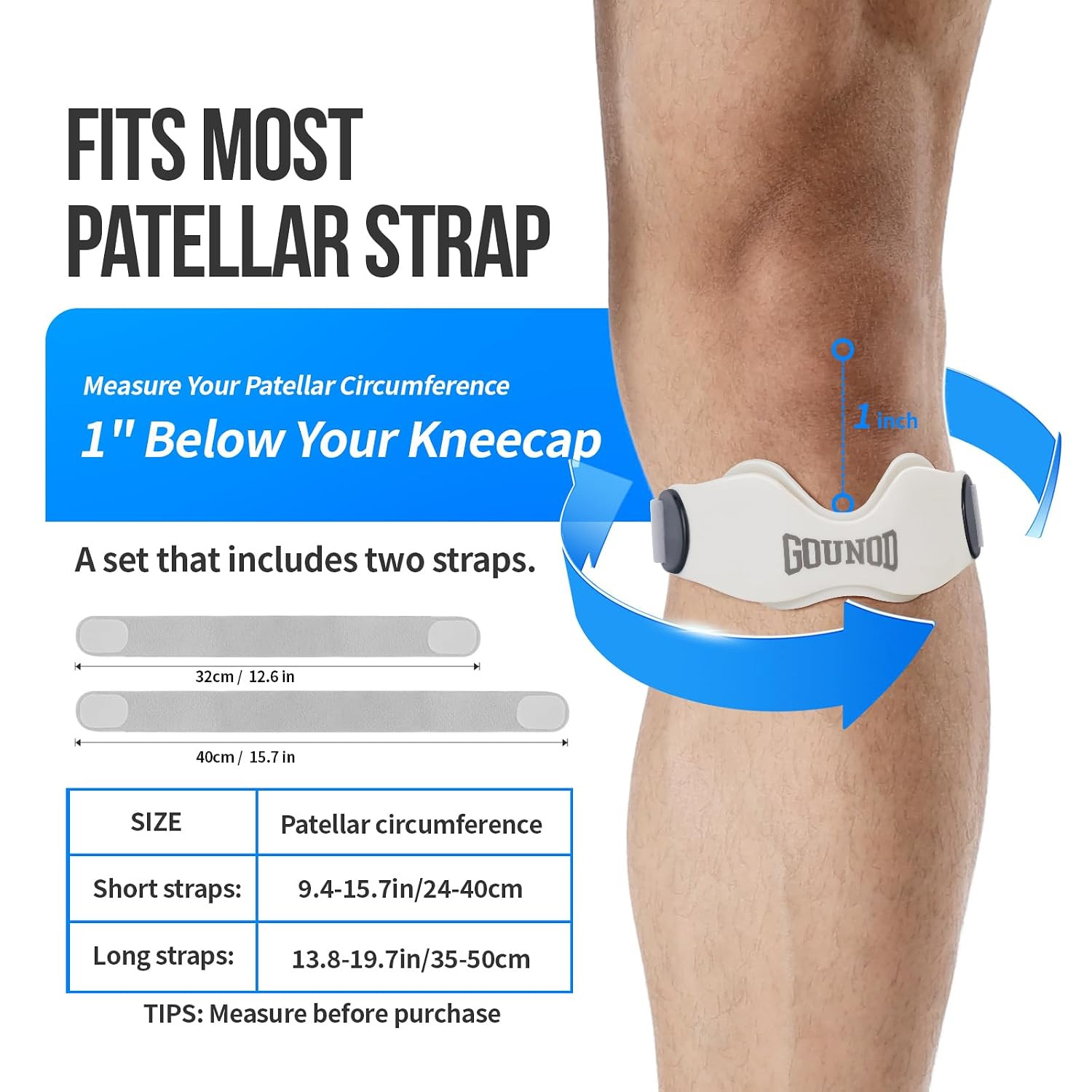 Patellar Tendon Support Strap 2 Pack,Silicone Knee Strap for Knee Pain Relief,Pa