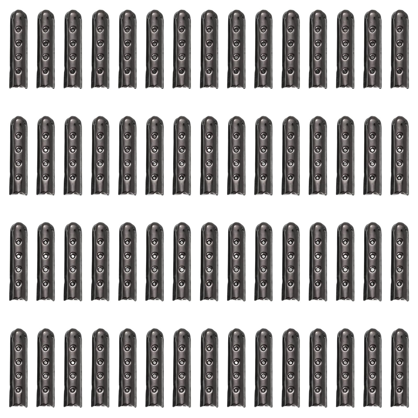 Aglets Shoelace End Caps Metal Tips Durable Copper 60 Pcs Black 23mm Cord Repair