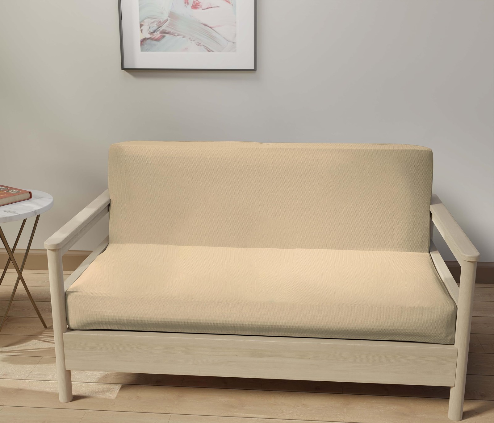 LANE LINEN Futon Covers Full Size, 100% Cotton Slipcovers, Full, Pearl Ivory