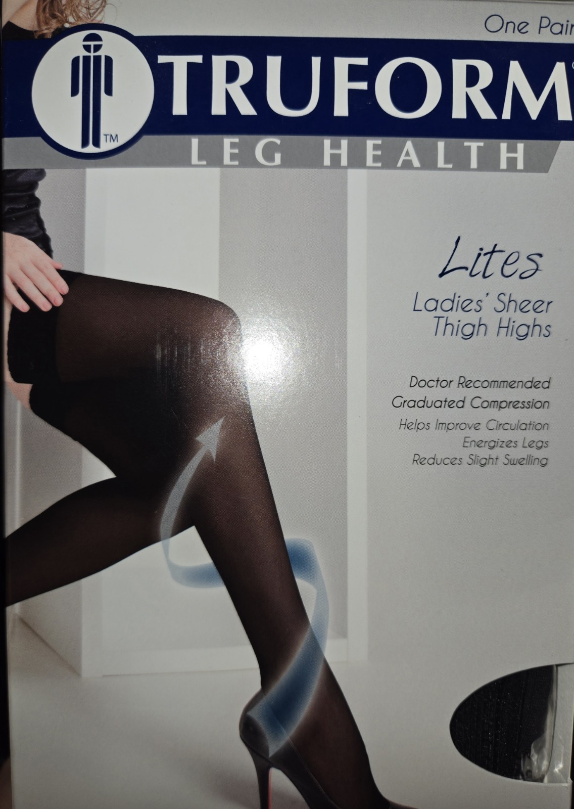 Truform 1764BL-XL Lites 8-15mmHg Thigh High Compression Stockings – Black Sz XL