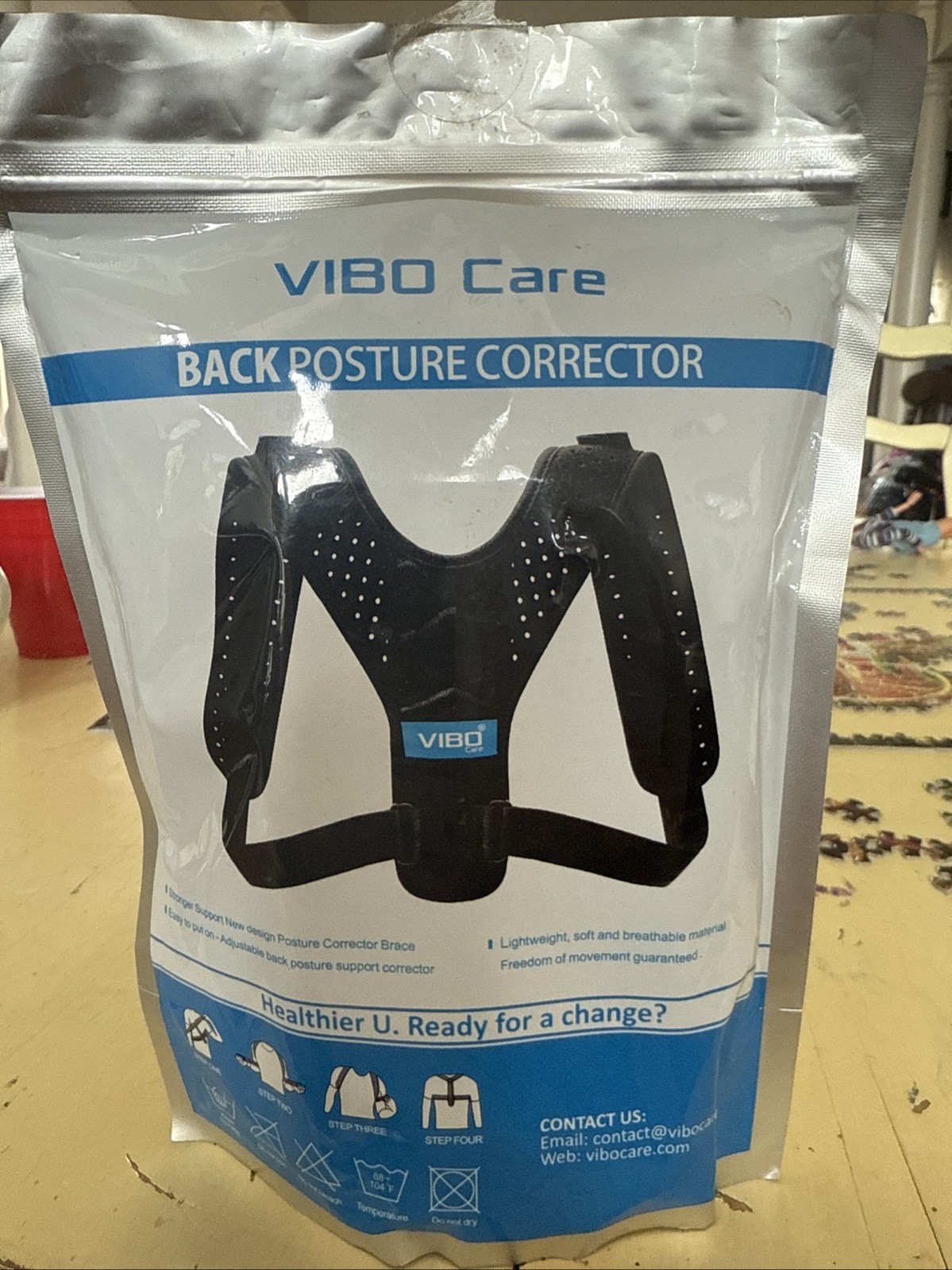 Vibo Care Back Posture Corrector Adjustable, Lightweight, Soft Breathable