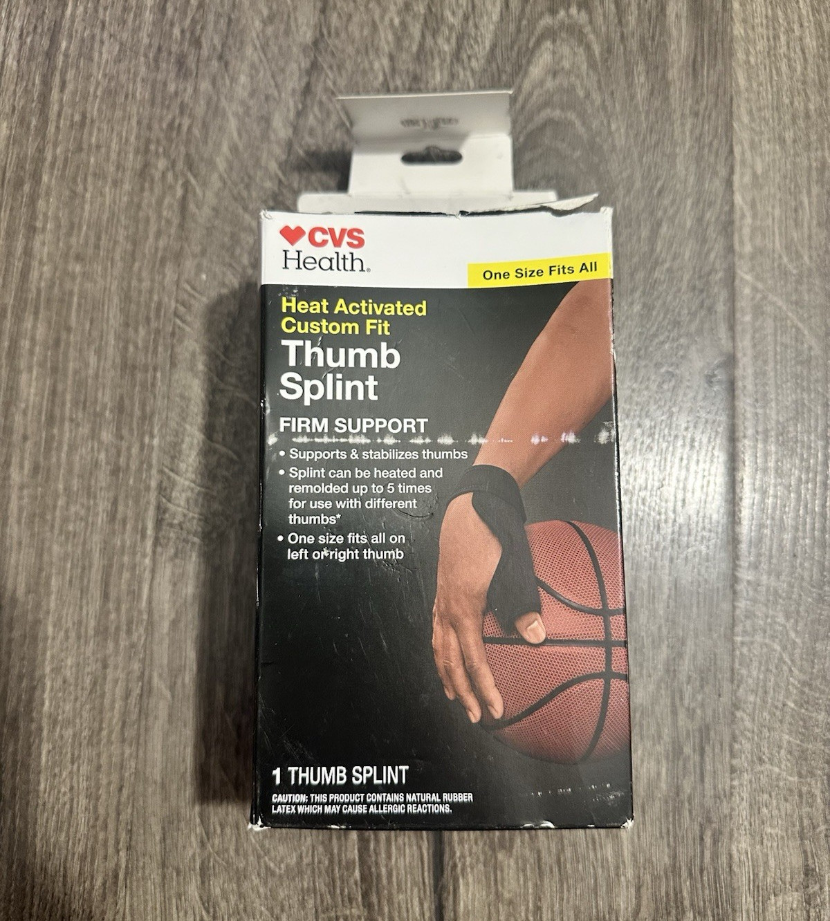 CVS Health Heat Activated Custom Fit Thumb Splint Support Black One Size