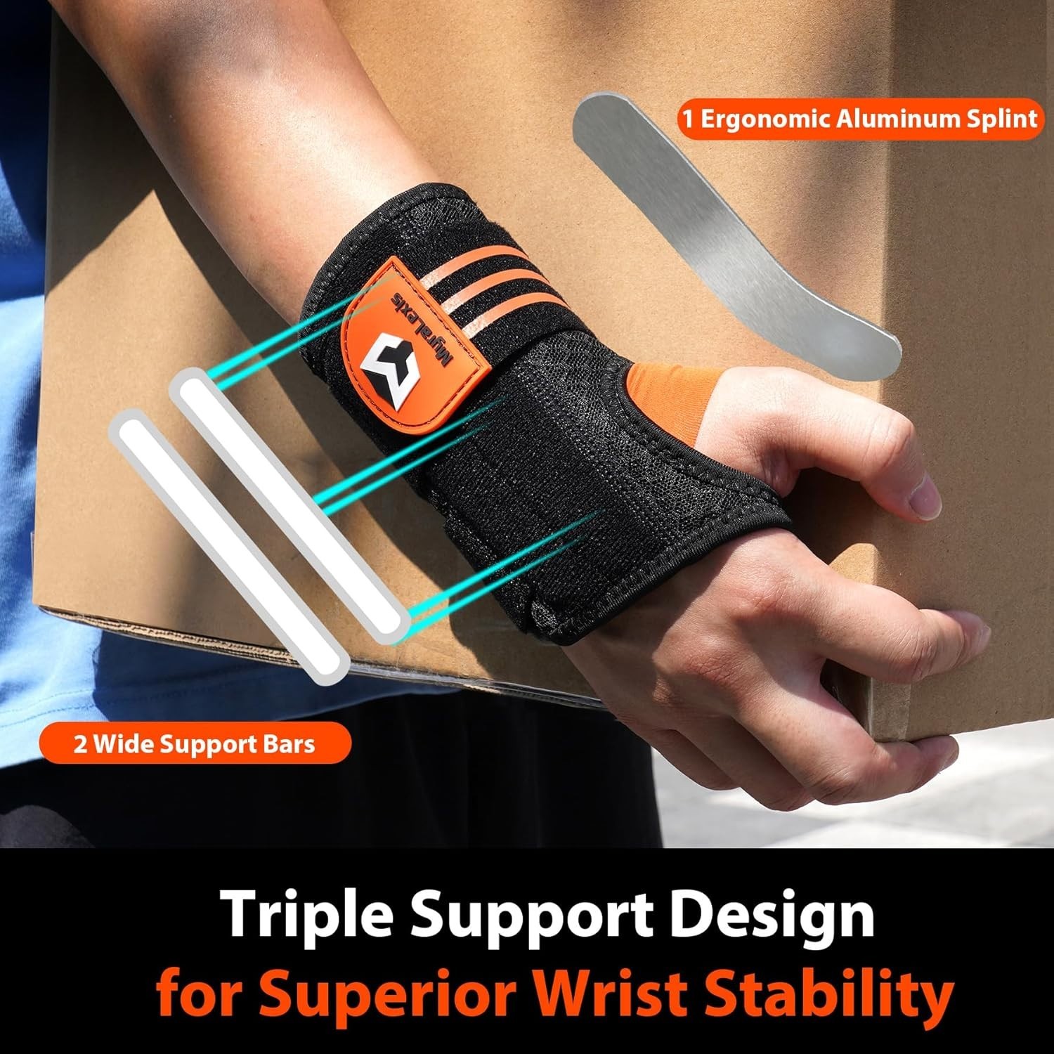 2PK Wrist Brace for Carpal Tunnel – Adjustable Night Support Brace with Splints