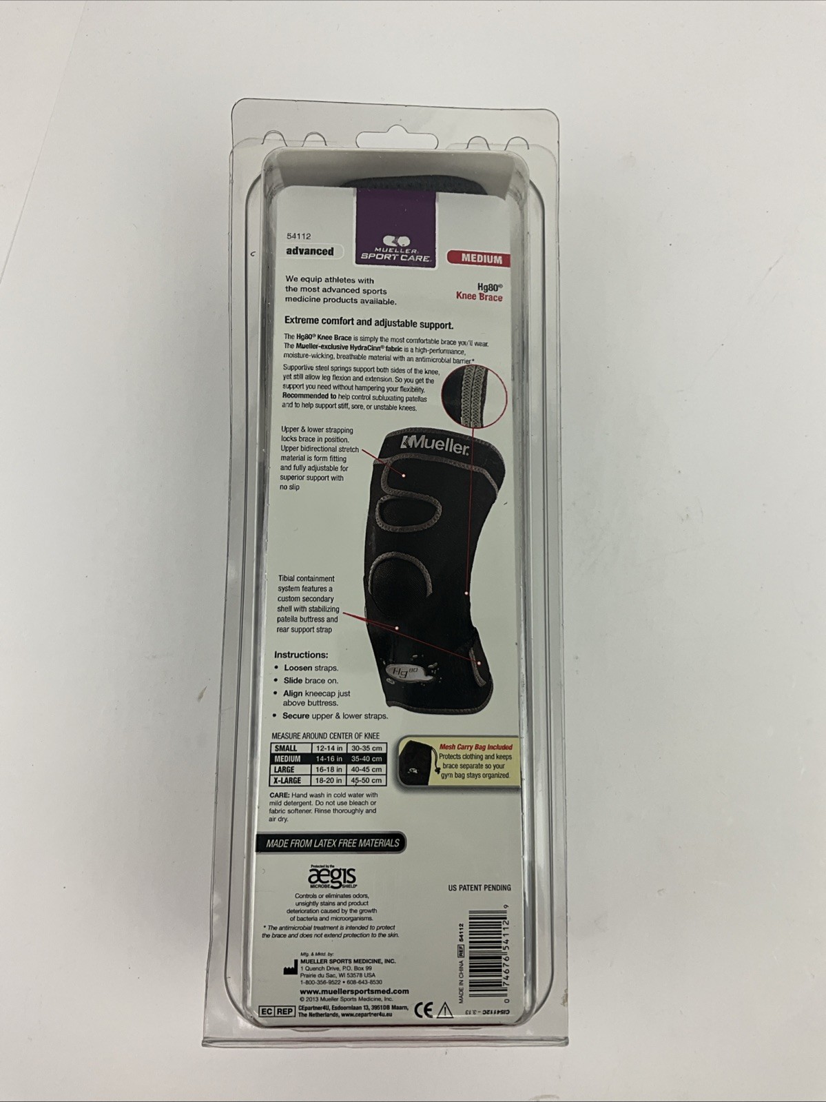 Mueller Medium HG80 Knee Brace Moisture Knicking Antibacterial New