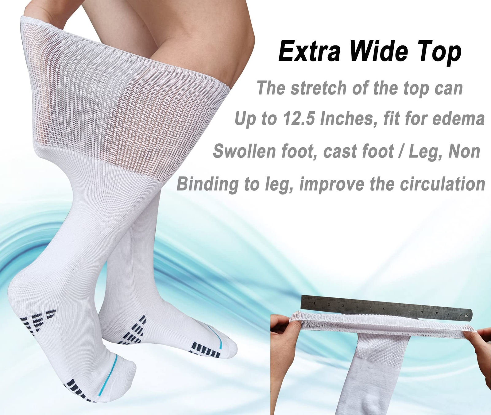 2 Pairs Walking Boot Socks Replacement Liner for Air cast Walking Boot