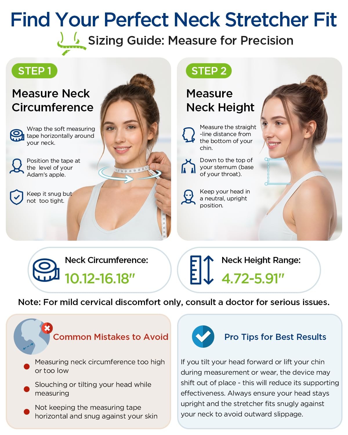 HygiVital Neck Traction Device, Adjustable Neck Stretcher for Pain Relief