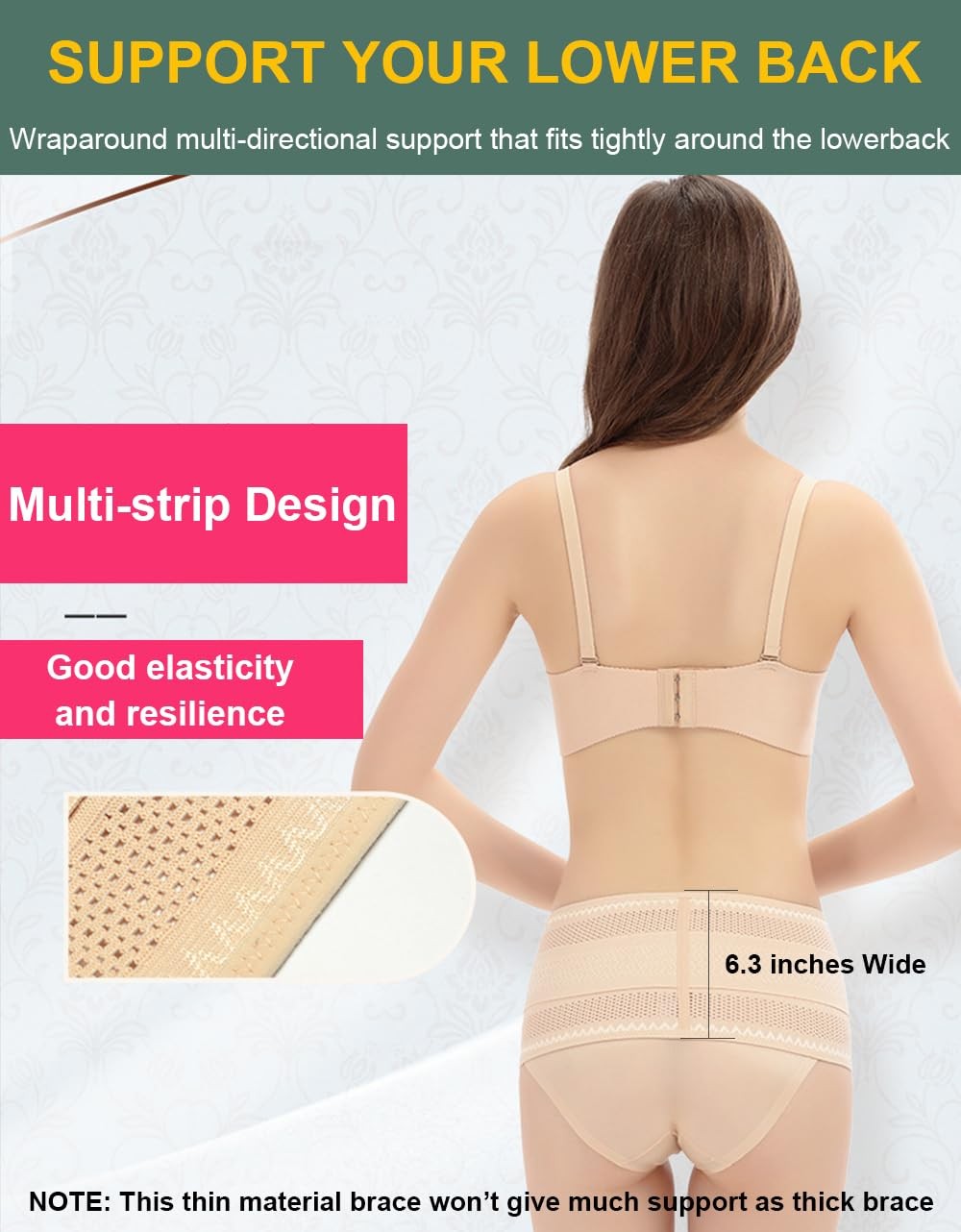 Back Brace for Lower Pain Women Relief, X-Large, Beige