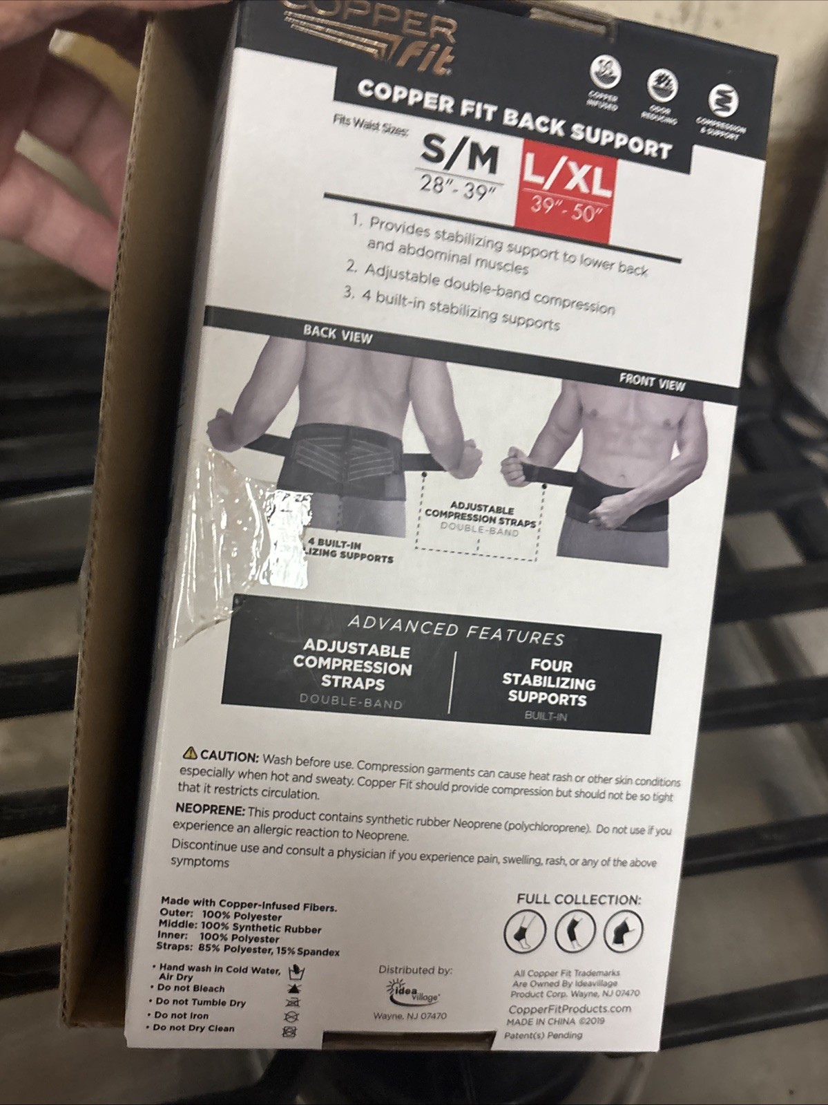 Copper Fit Black Back Pro Compression & Support With Adjustable Straps L / XL