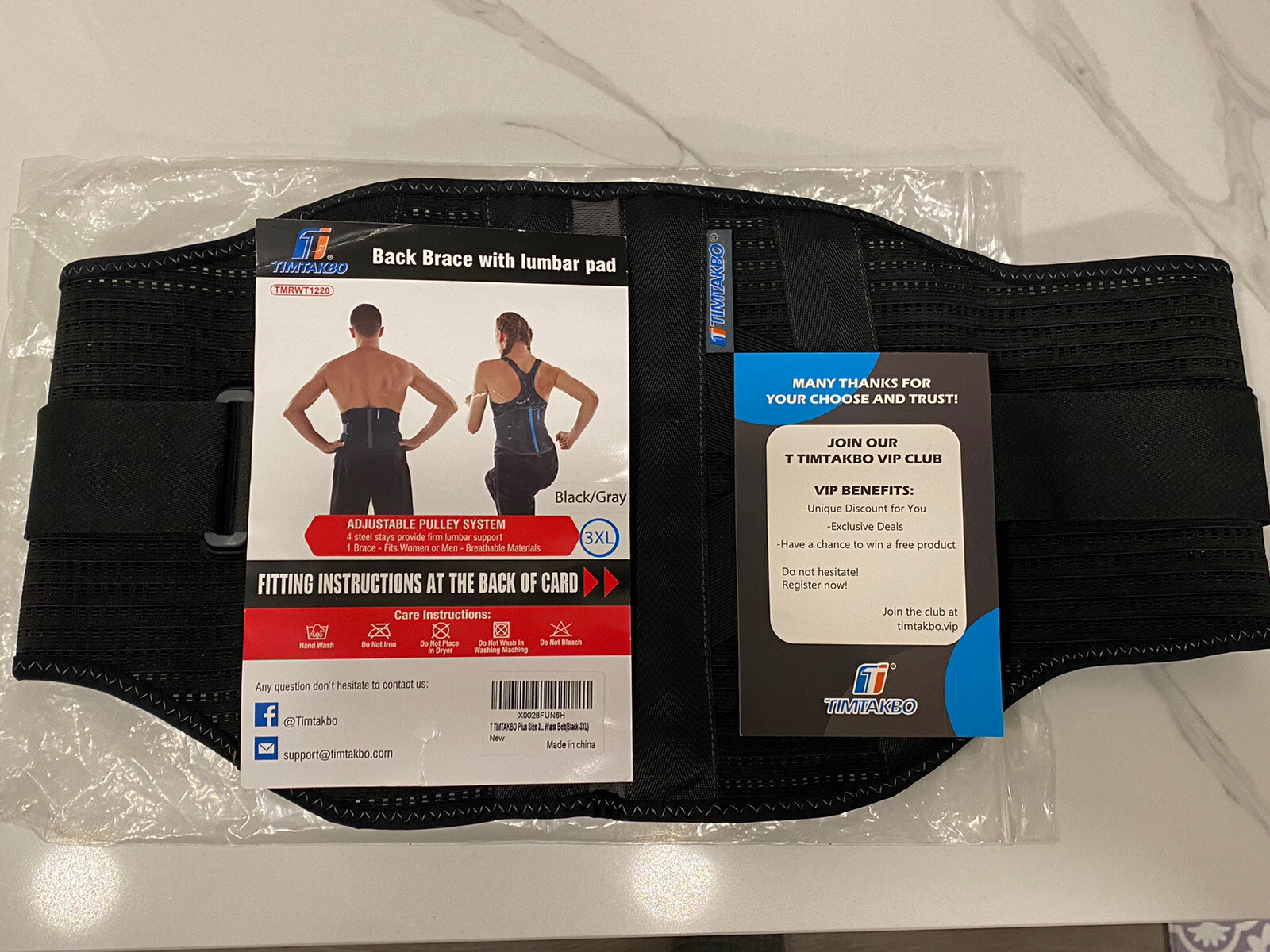 New Timtakbo 3XL Lower Back Brace/ Support Waist Belt Men/Women Pain Relief