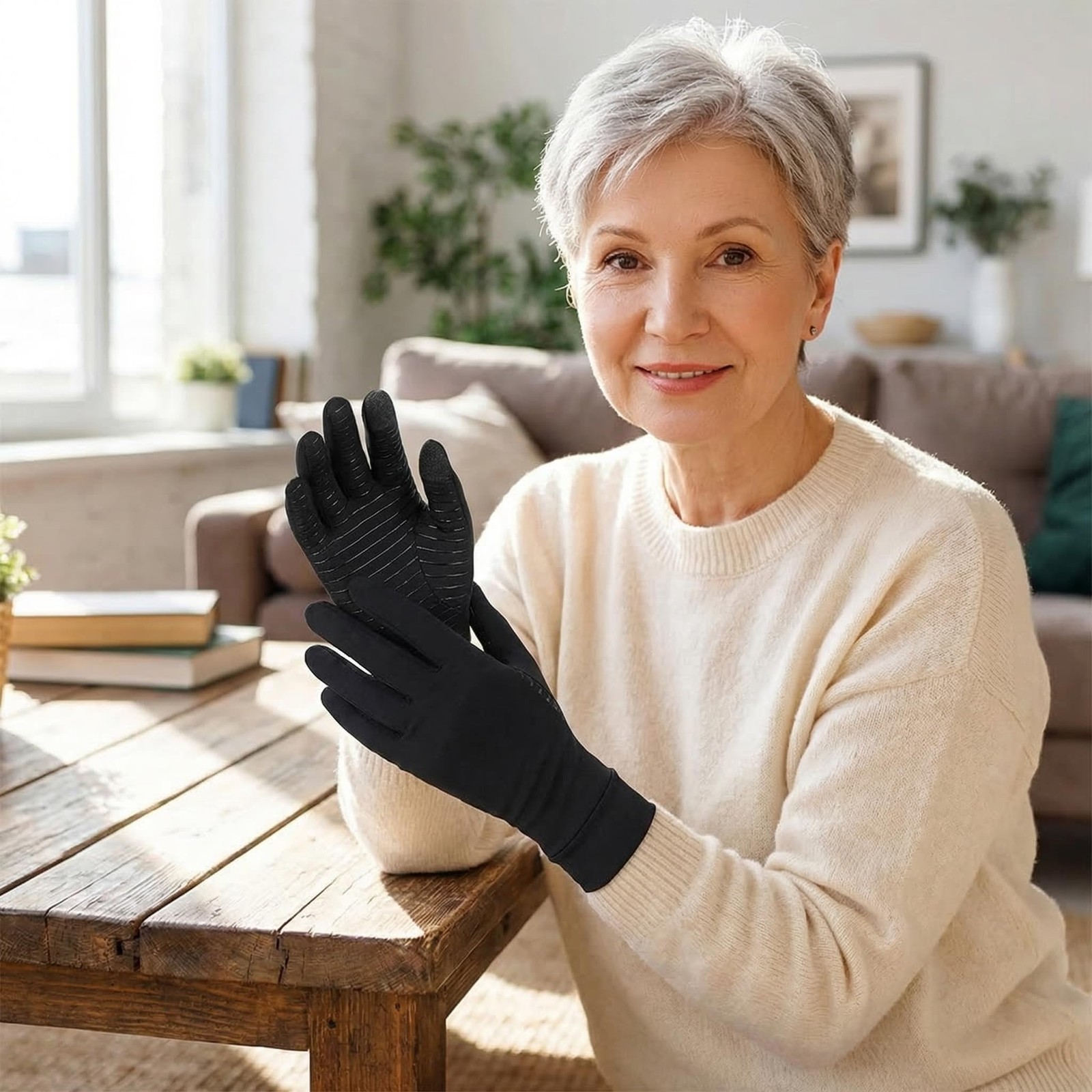 Copper Compression Gloves Full Finger Breathable Gloves for Carpal Tunnel