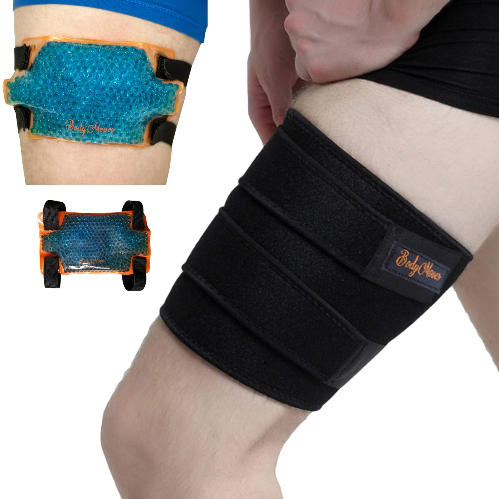 BodyMoves Thigh Support Brace plus Hot and cold ice pack 1 Count (Pack of 1)