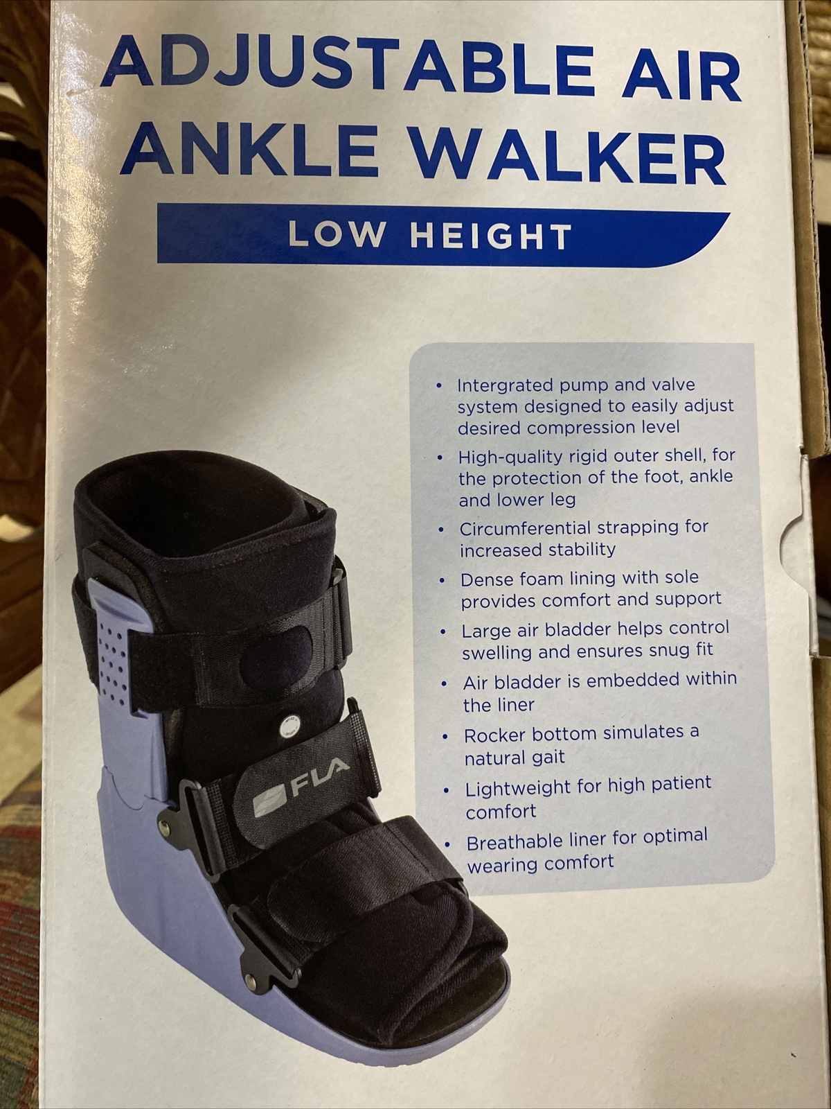 FLA Adjustable Air Ankle Walker Boot Low Large Men’s 10.5-12.5 – Women 11.5-13.5