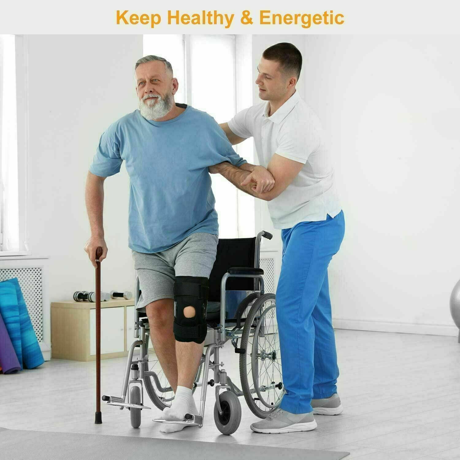 Hinged Knee Brace Compression Sleeve Joint Support Open Patella Stabilizer Wrap