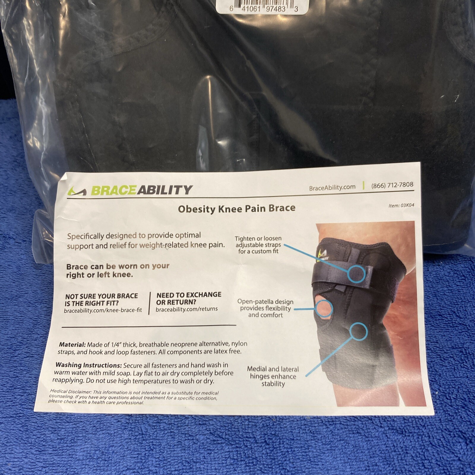 Braceability Plus-Size Black Knee Brace 4XL Q5