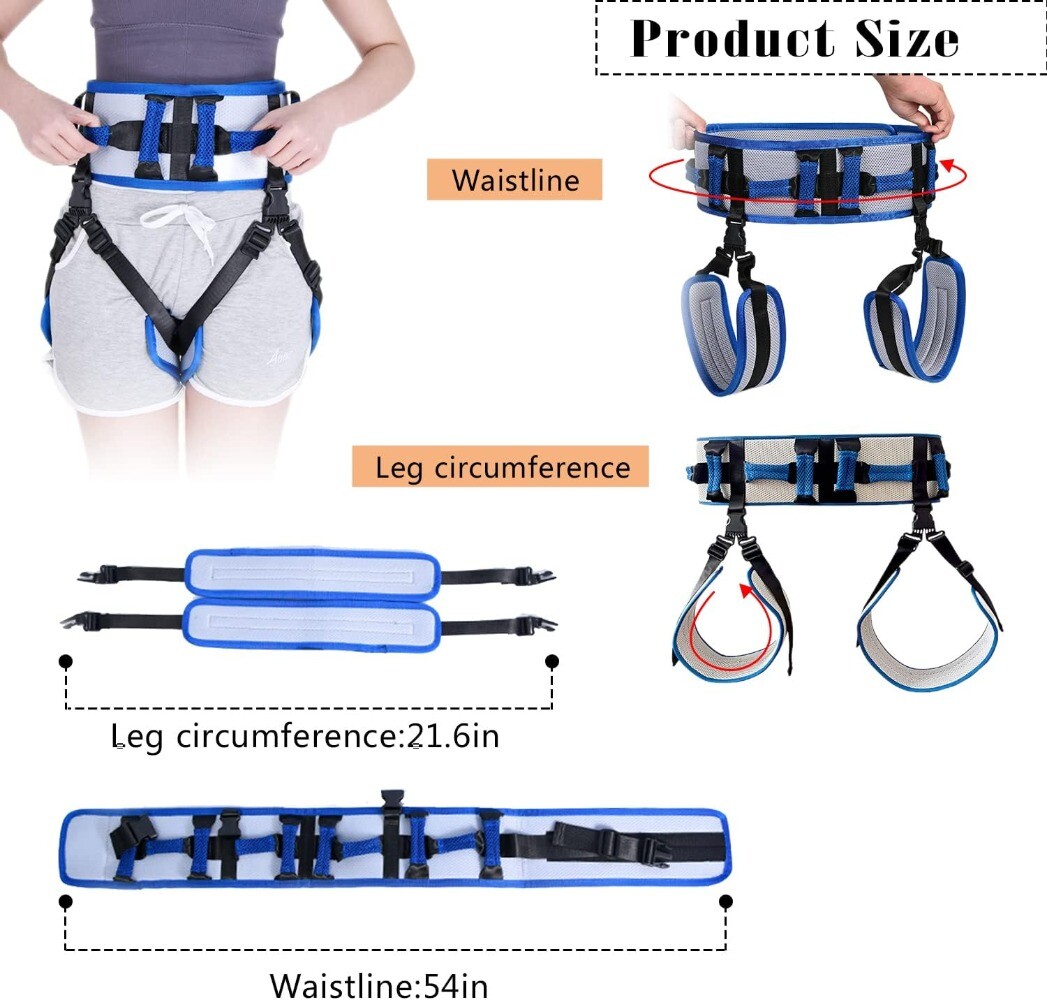 Gait Belts Transfer Belt for Seniors with Leg Loops and 10 Padded Handles Device