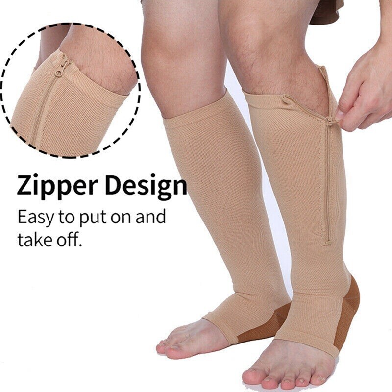 Compression Medical Knee High20-30mmHg Therapeutic Open Toe Silicone Band Socks