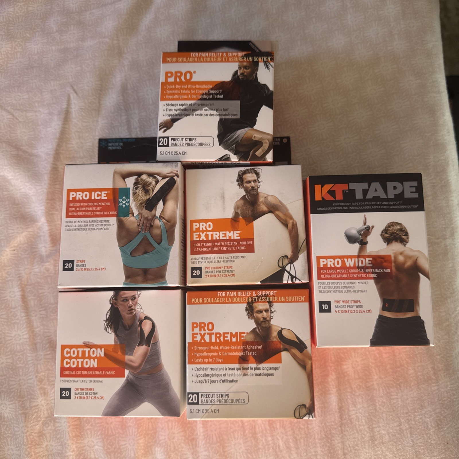 22xKT TAPE PRO Synthetic Kinesiology Therapeutic Sports Tape STRIPS 25cm Mixed