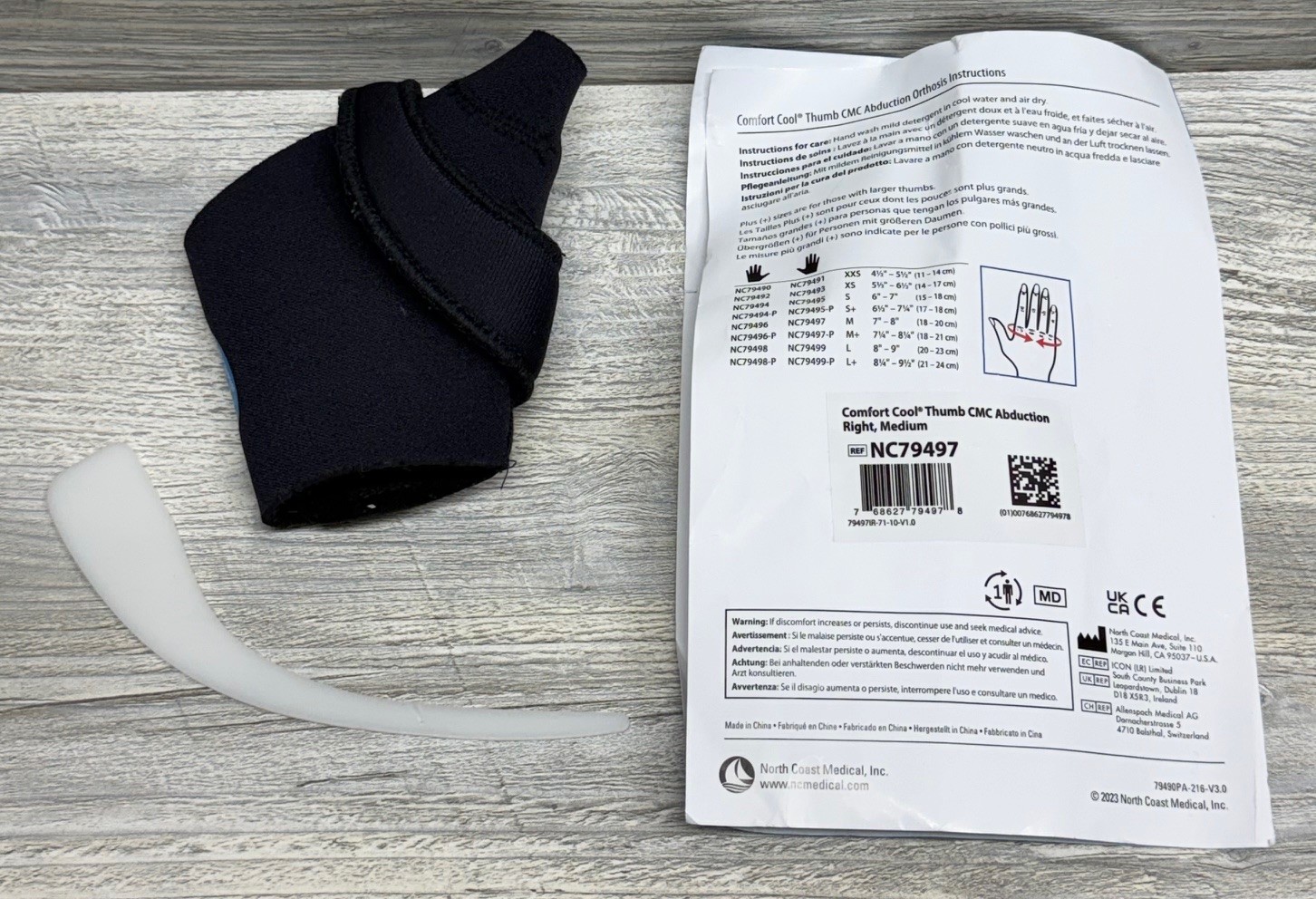 Comfort Cool Thumb CMC Abduction Brace Right Medium Splint Support NC79497