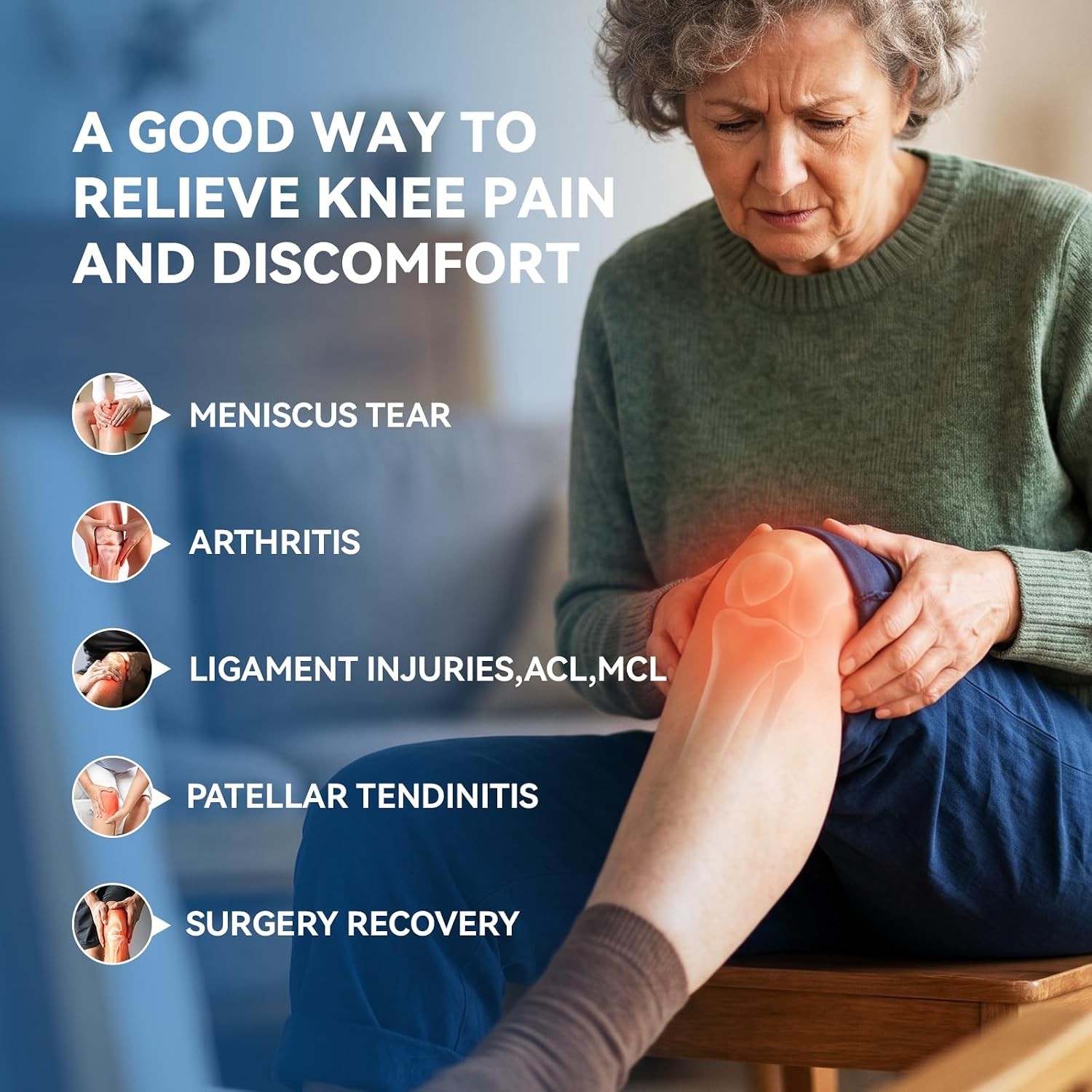 Knee Brace for Women &Men,Knee Brace for Meniscus Tear,Black,Large | Knee Brace