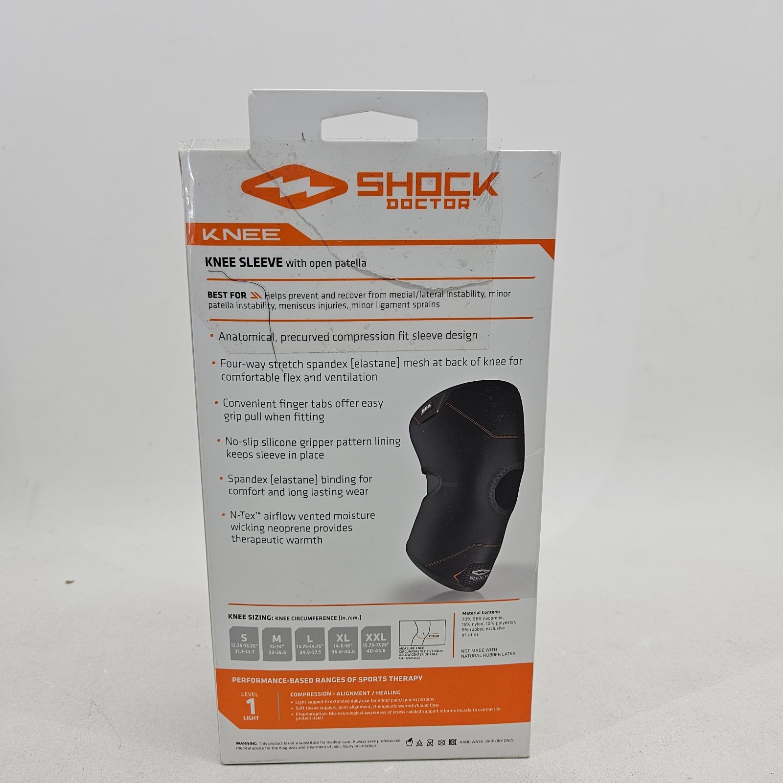 Shock Doctor Knee Brace Compression Sleeve Support XL 14.5-16″ Left/Right Leg
