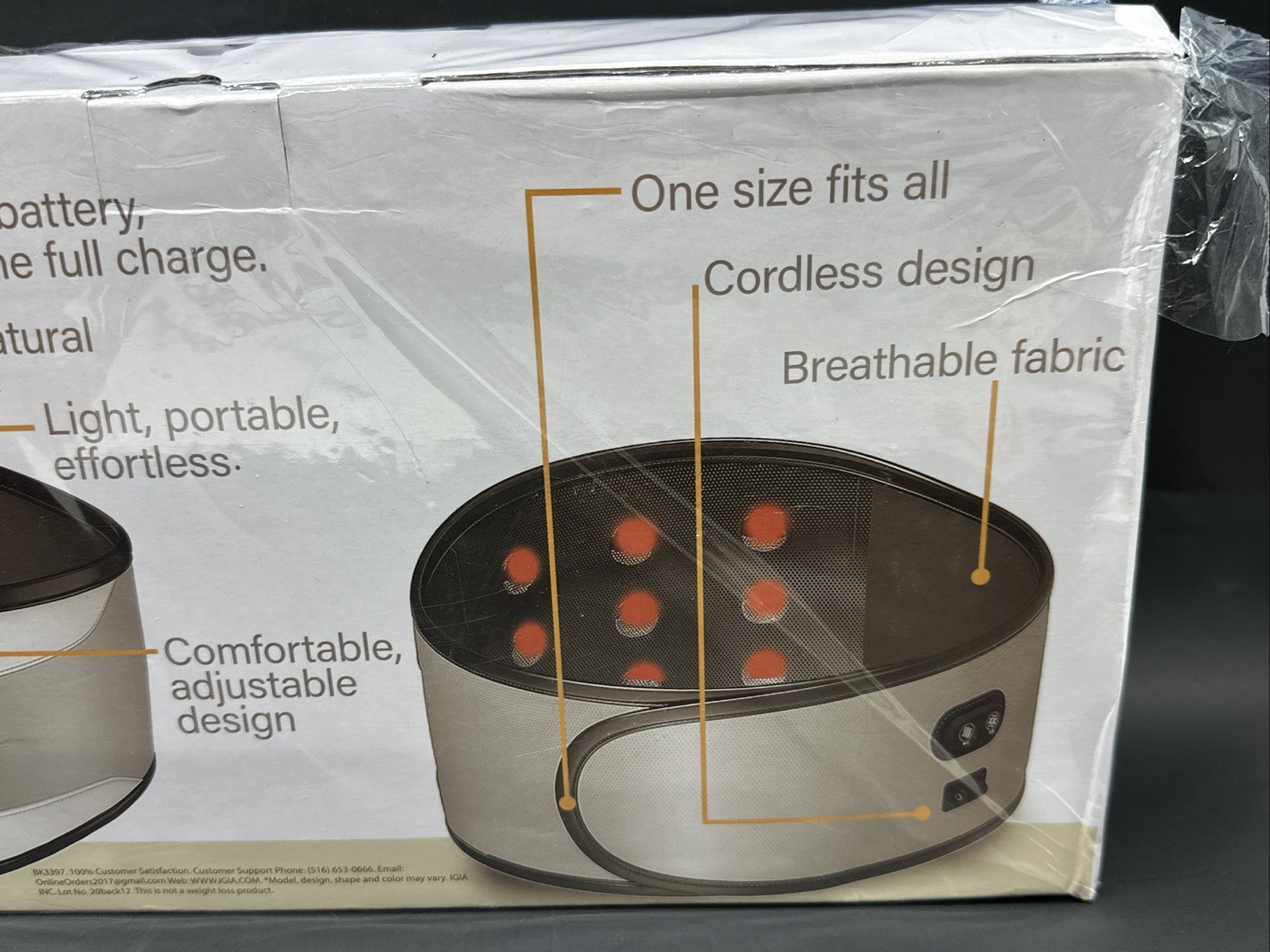 BACKOSAGE Cordless Inflatable Decompression Back Massage Belt Hot Cold Air NIB