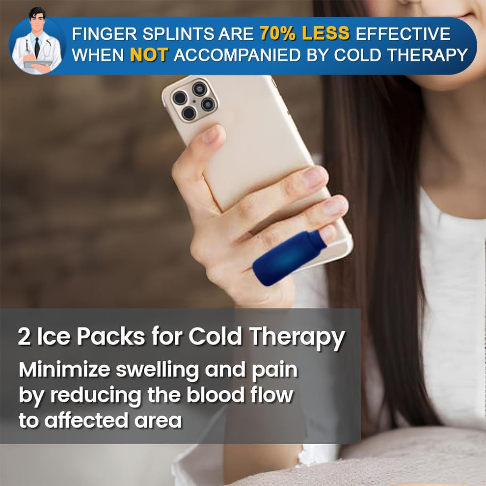 Pinky Splint and Ice Pack (2+2 Set) Pinky Finger Splint Pain Relief Set | No …