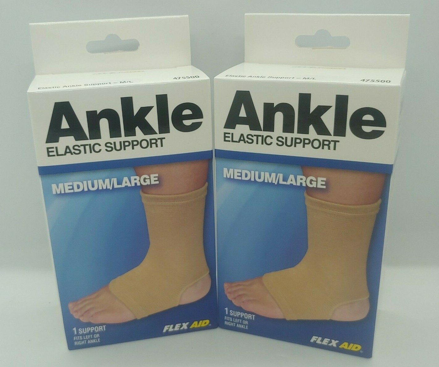 2 Pack Flex Aid Elastic Ankle Support Medium/Large 8″-12″ Brace NEW