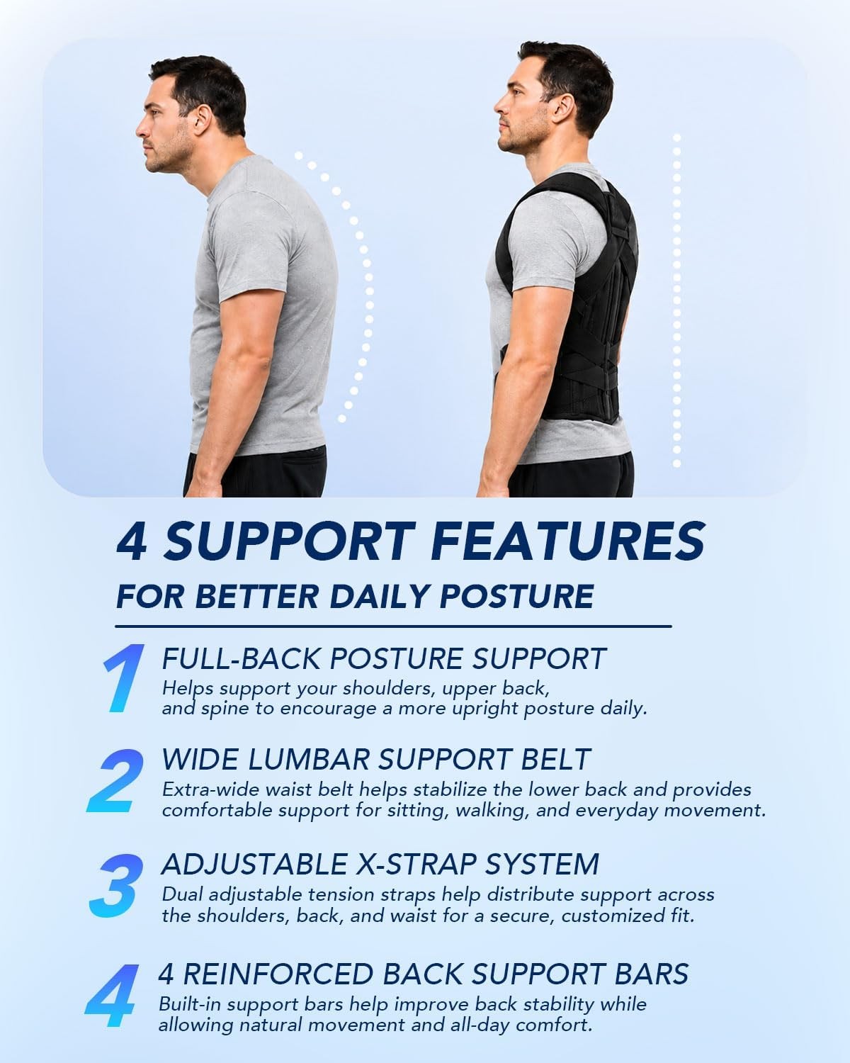 Posture Corrector Back Brace Full Support Shoulder Straightener Men Women XS-3XL