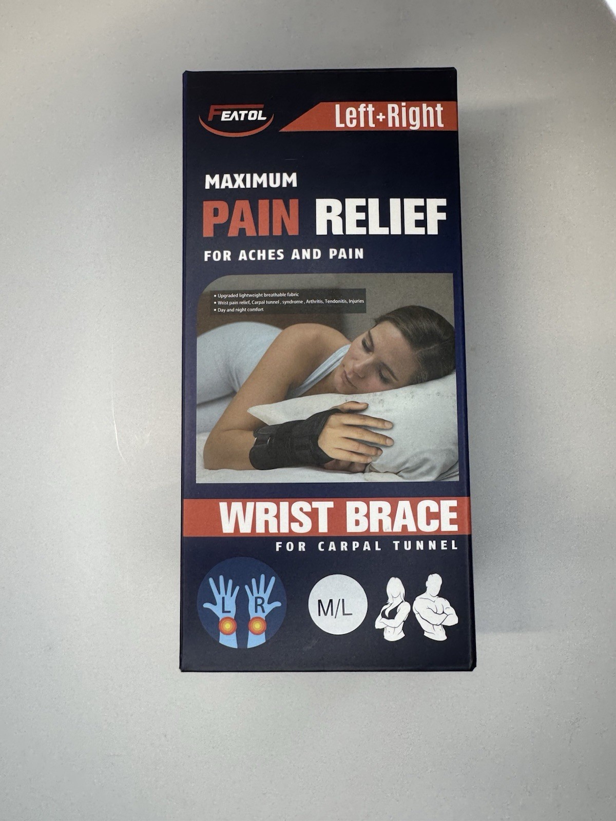 FEATOL-Wrist Brace-Provides Support And Stability Right Hand-Size M/L-New In Box