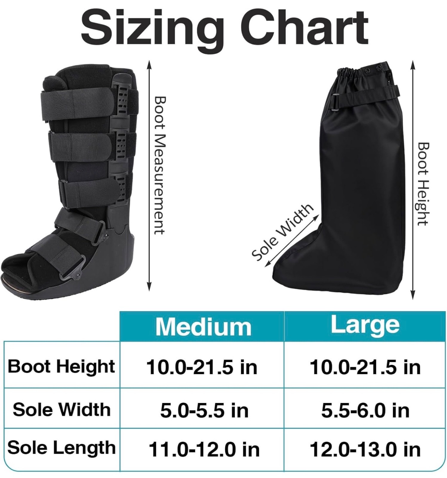 Waterproof Boot Cover for Tall Orthopedic & Medical Walking Boots, New Open box