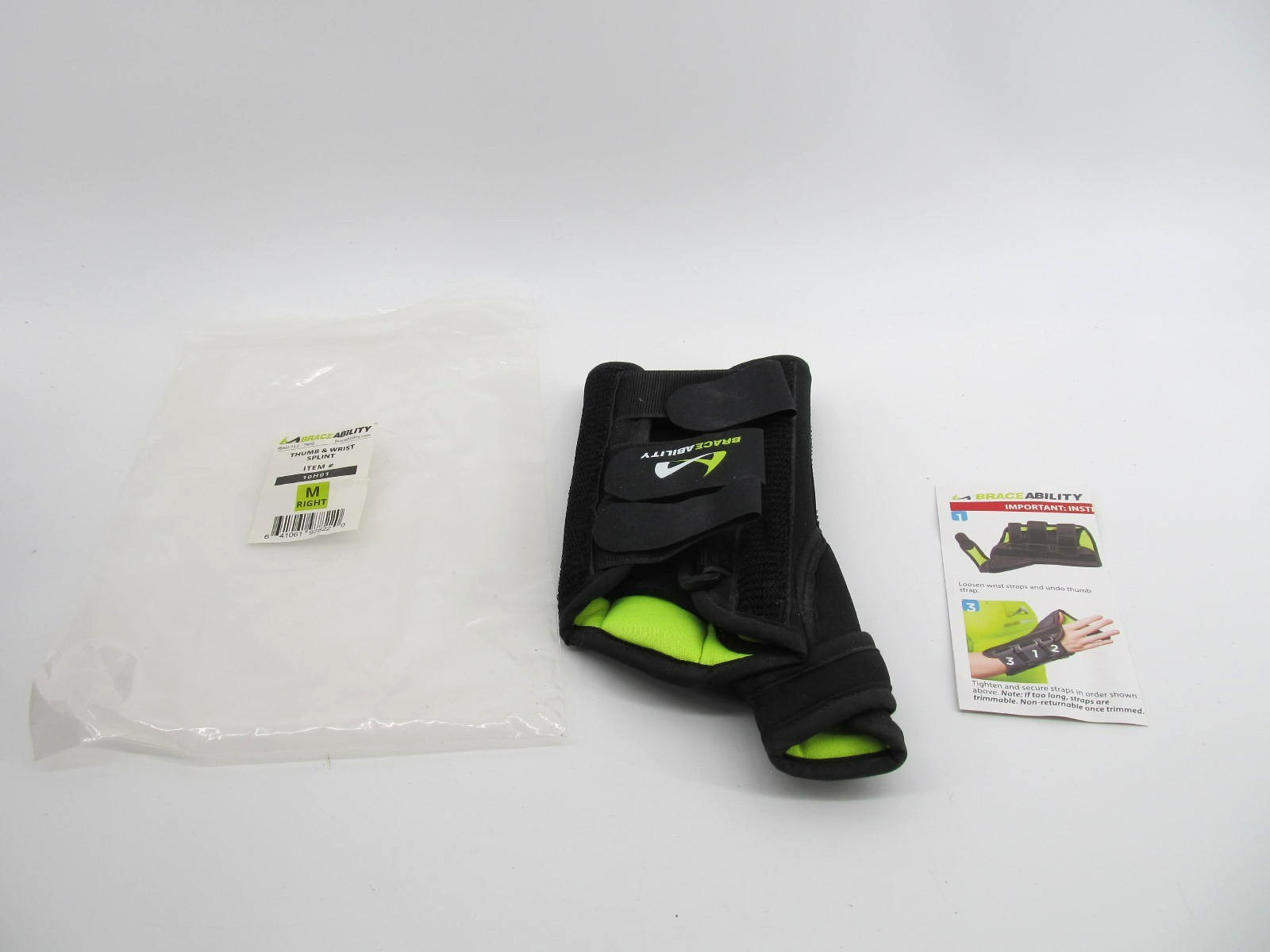 BraceAbility Wrist and Thumb Splint 10H01 Right Hand RH Size Medium M