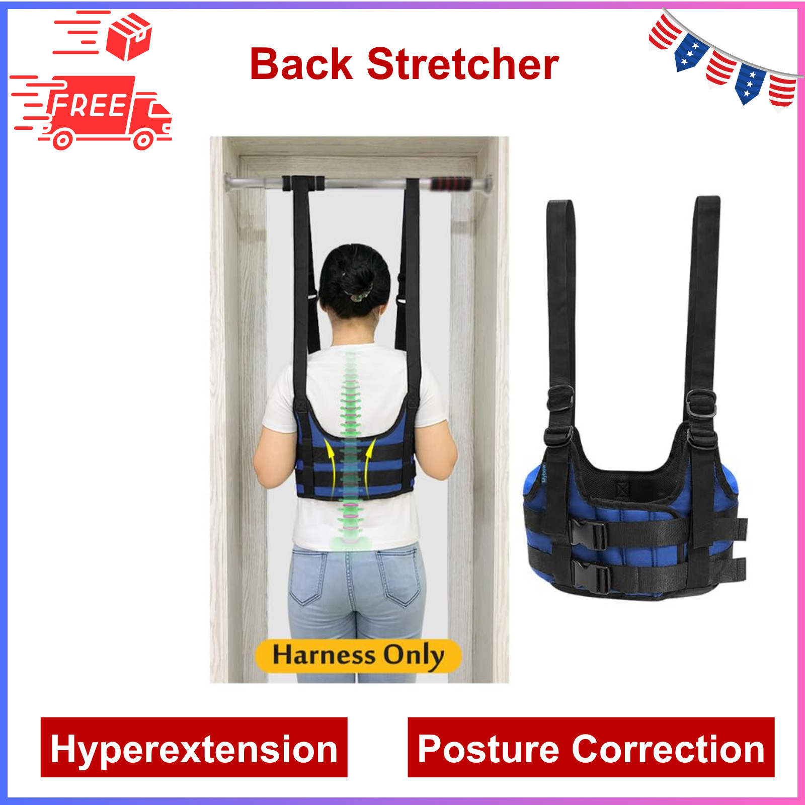 Back Stretcher, Lumbar Traction Device, Spine Decompression Belt For Pain Relief