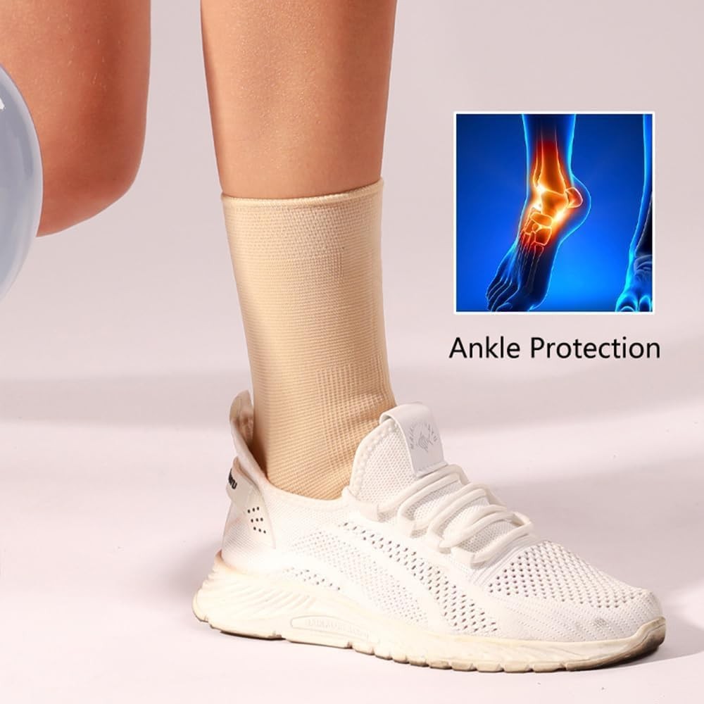 WrtmyR 2 Pack Ankle Brace Compression Sleeve, Medium (2 PACK), Nude