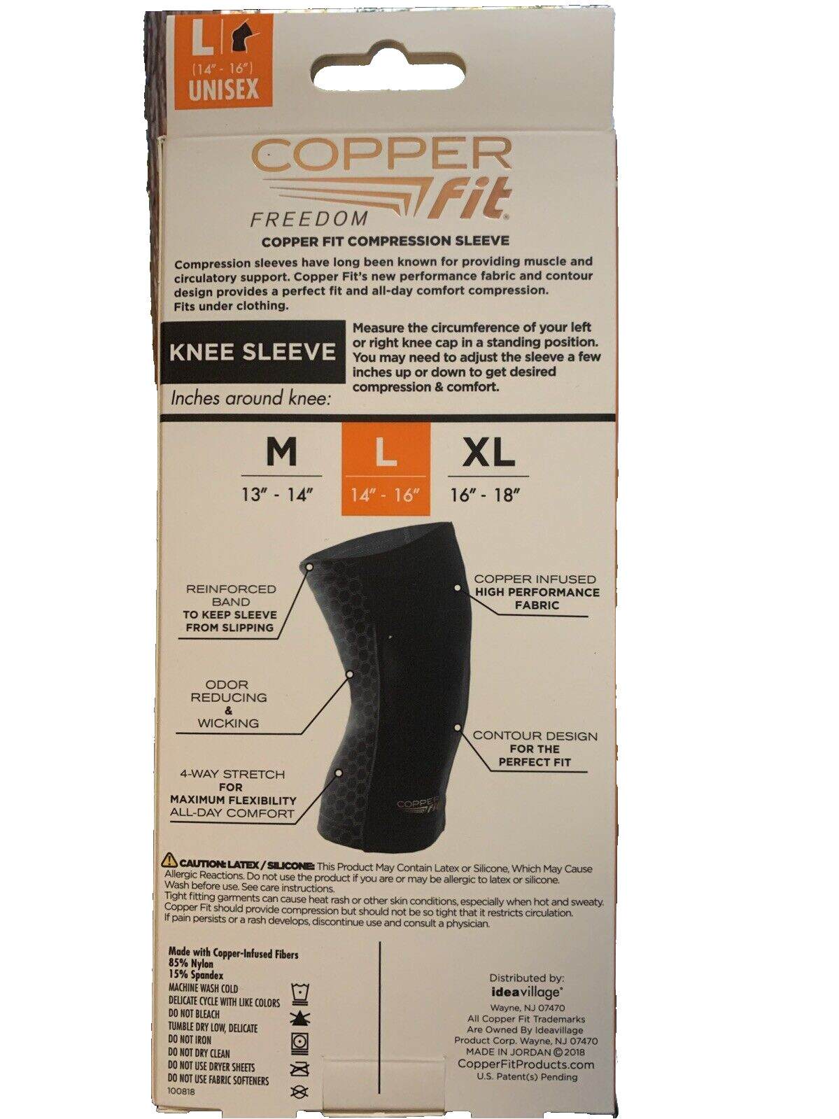 original Copper Fit CF2KNLG6 Knee Compression Sleeve – Black