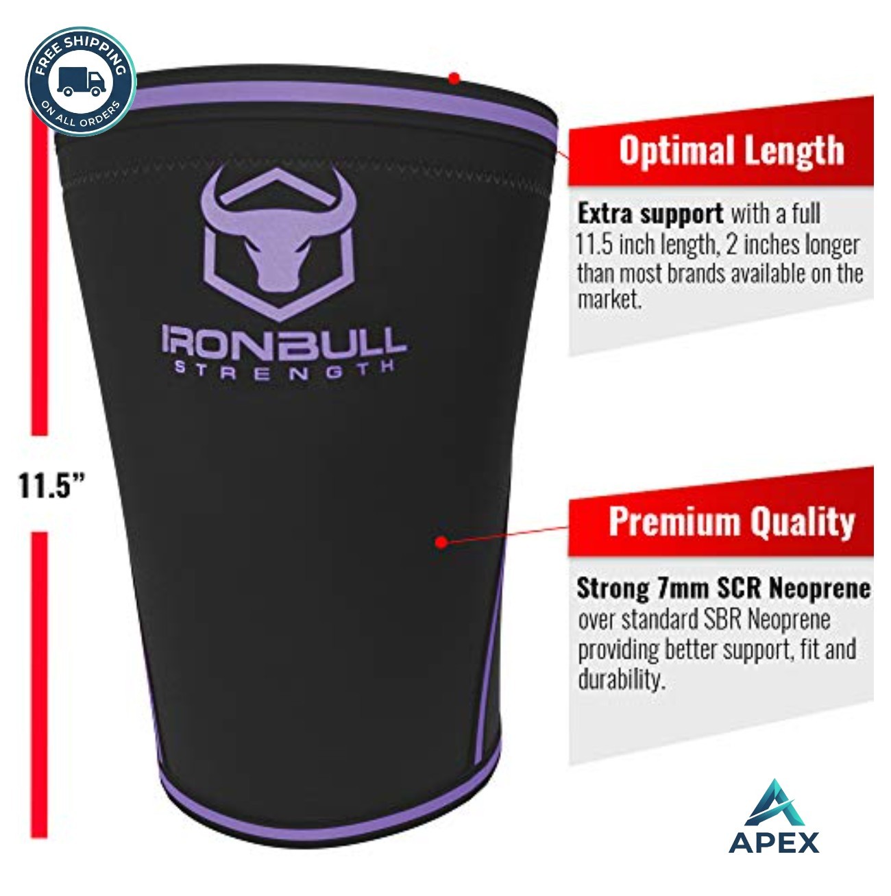 Knee Sleeves 7mm Neoprene Compression Support for Squats Powerlifting