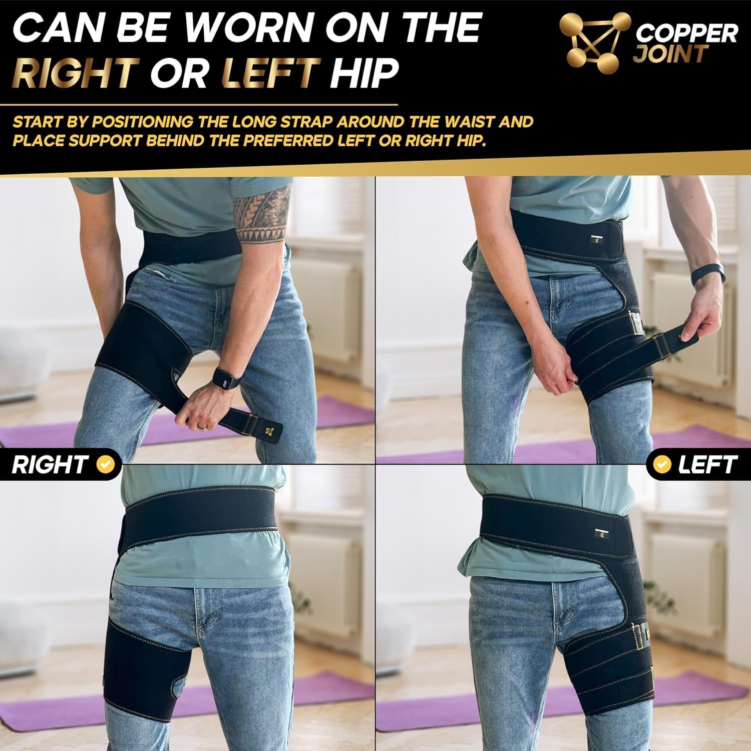 Copper Hip Brace for Women Men, Sciatica Pain Relief Devices, Adjustable Left…