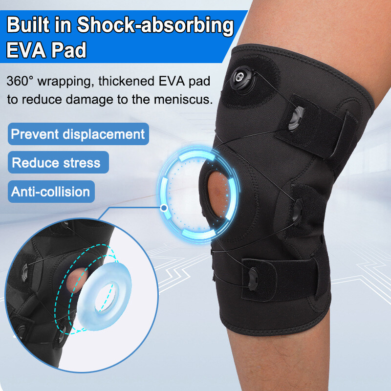 Hinged Knee Brace Joint Support Compression Sleeve Open Patella Stabilizer Wraps