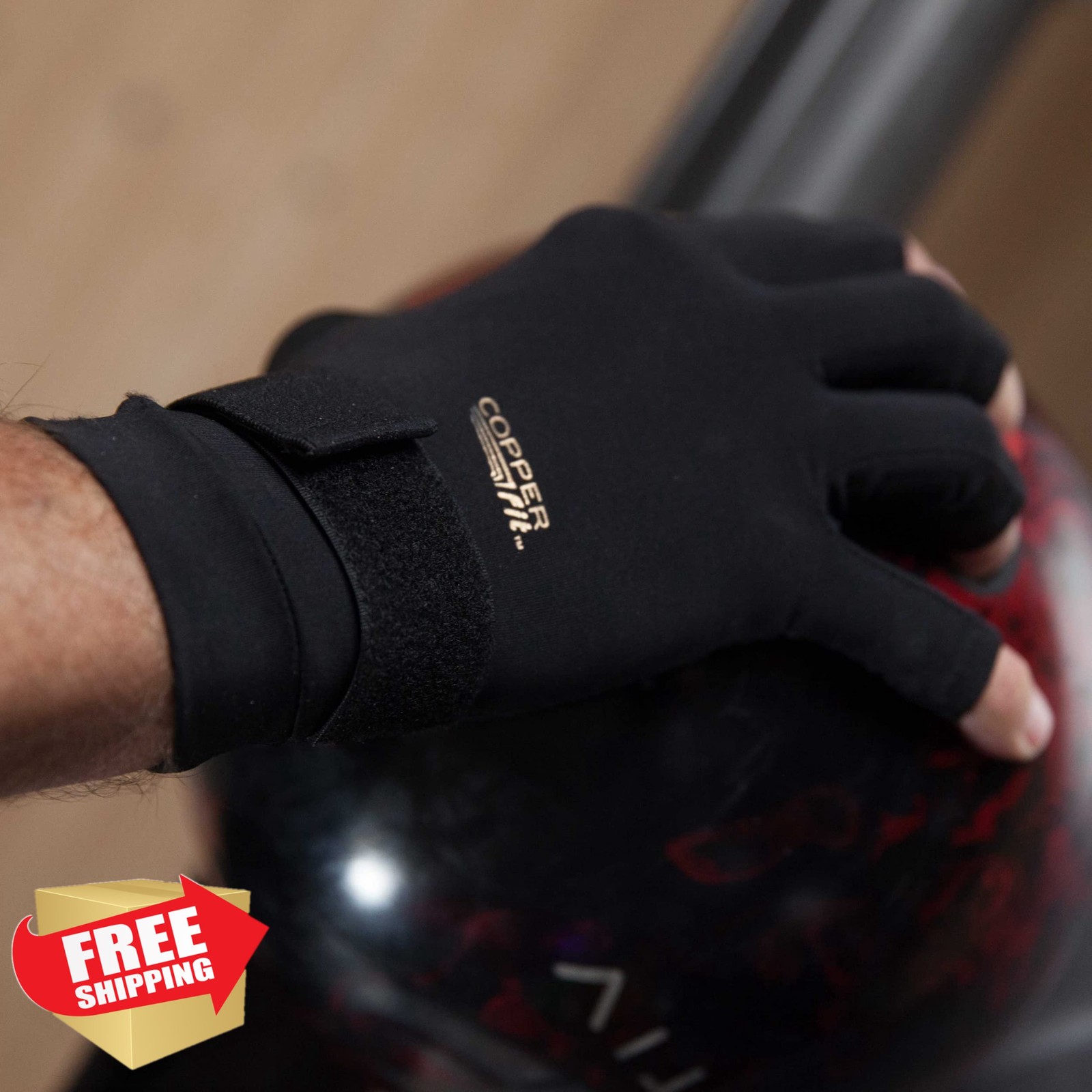 Copper Fit Hand Relief Compression Gloves Black Large-XLarge