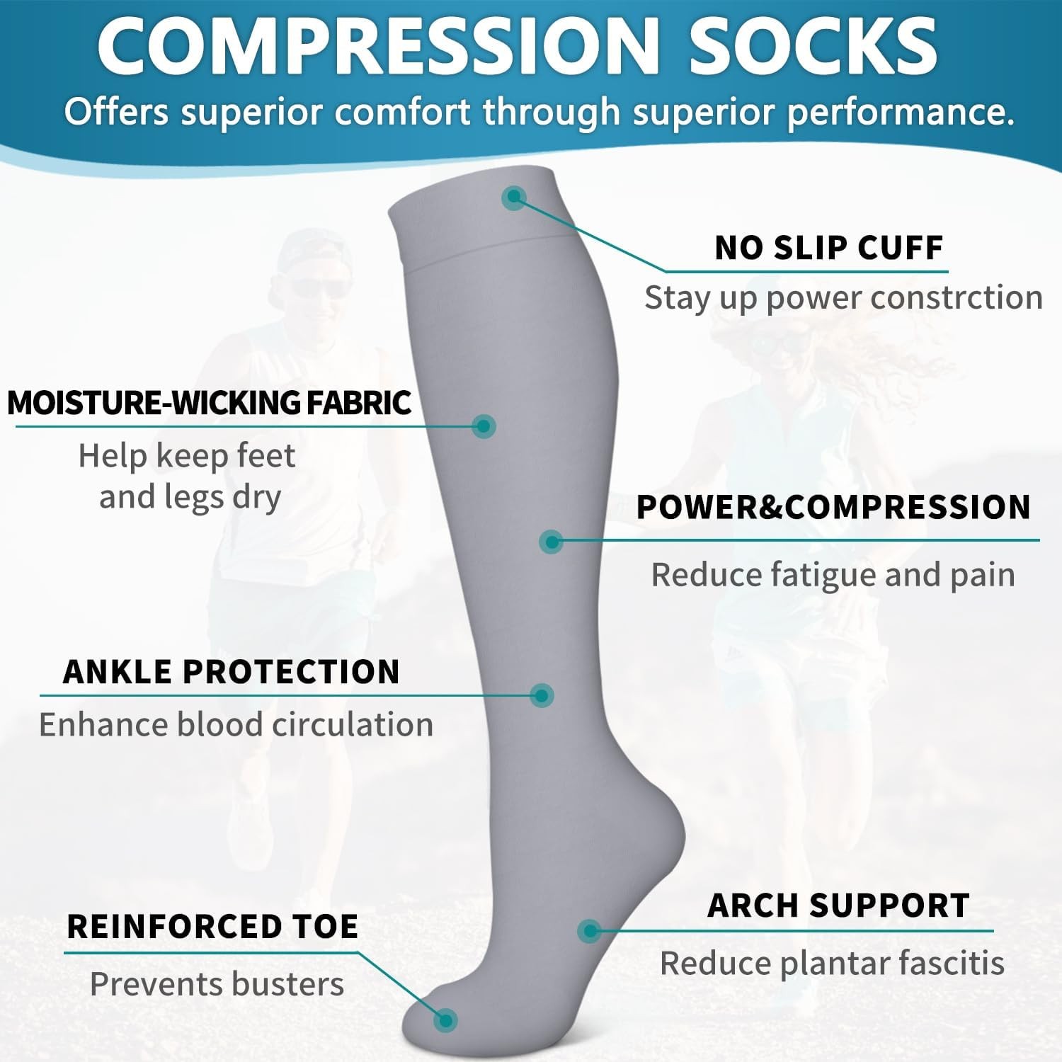 Bluemaple 6 Pack Copper Compression Socks for Women and Men Circulation-Best …
