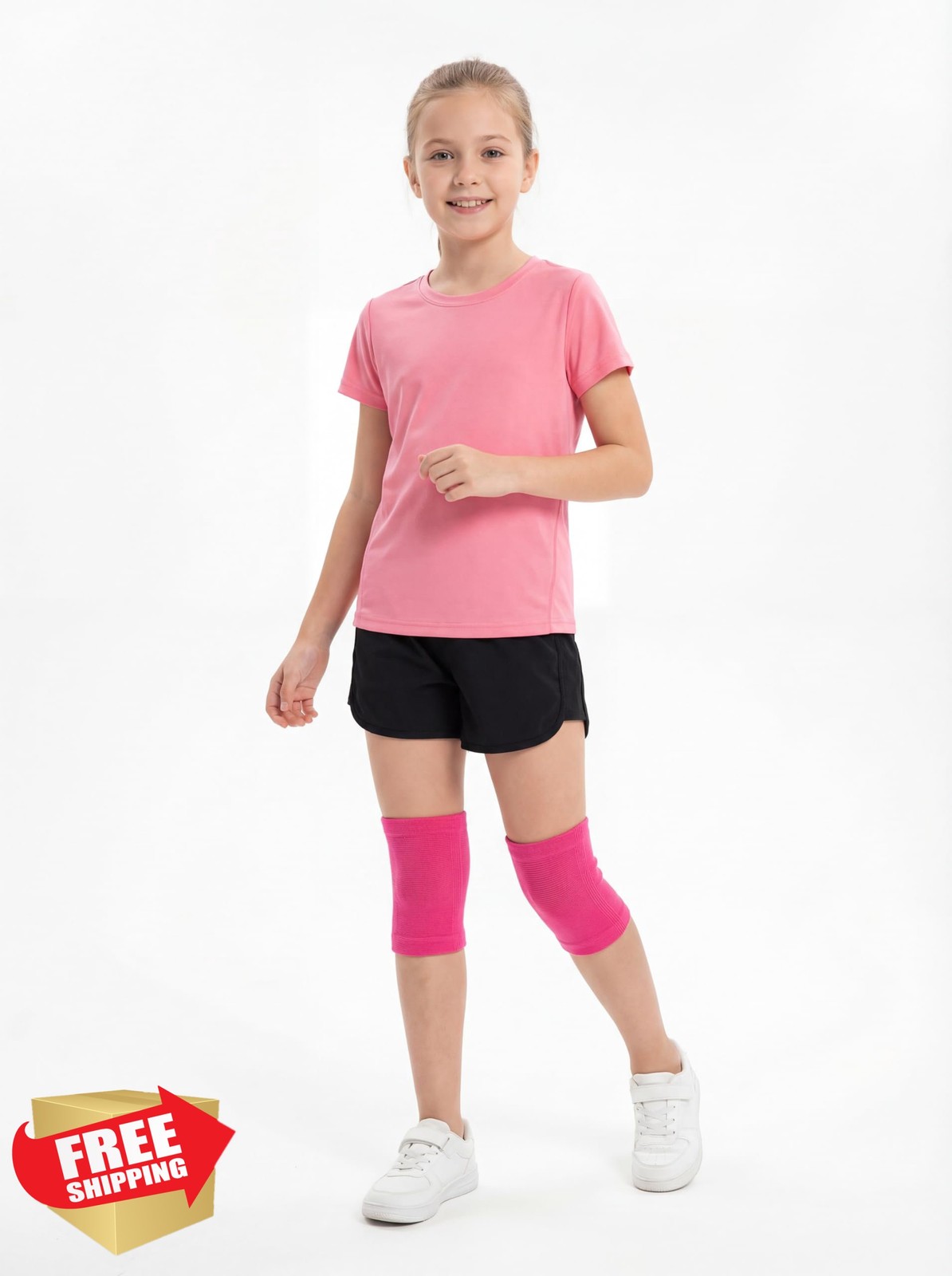 inflossom Kids Knee Brace Neon Pink 2 Pack