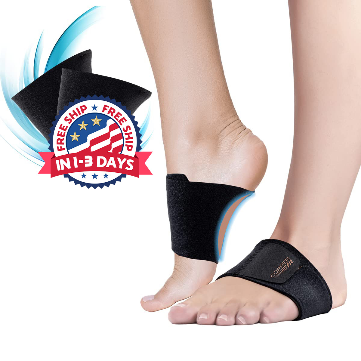 Alivio del arco unisex Health Plus con soporte ortopédico integrado, color negro