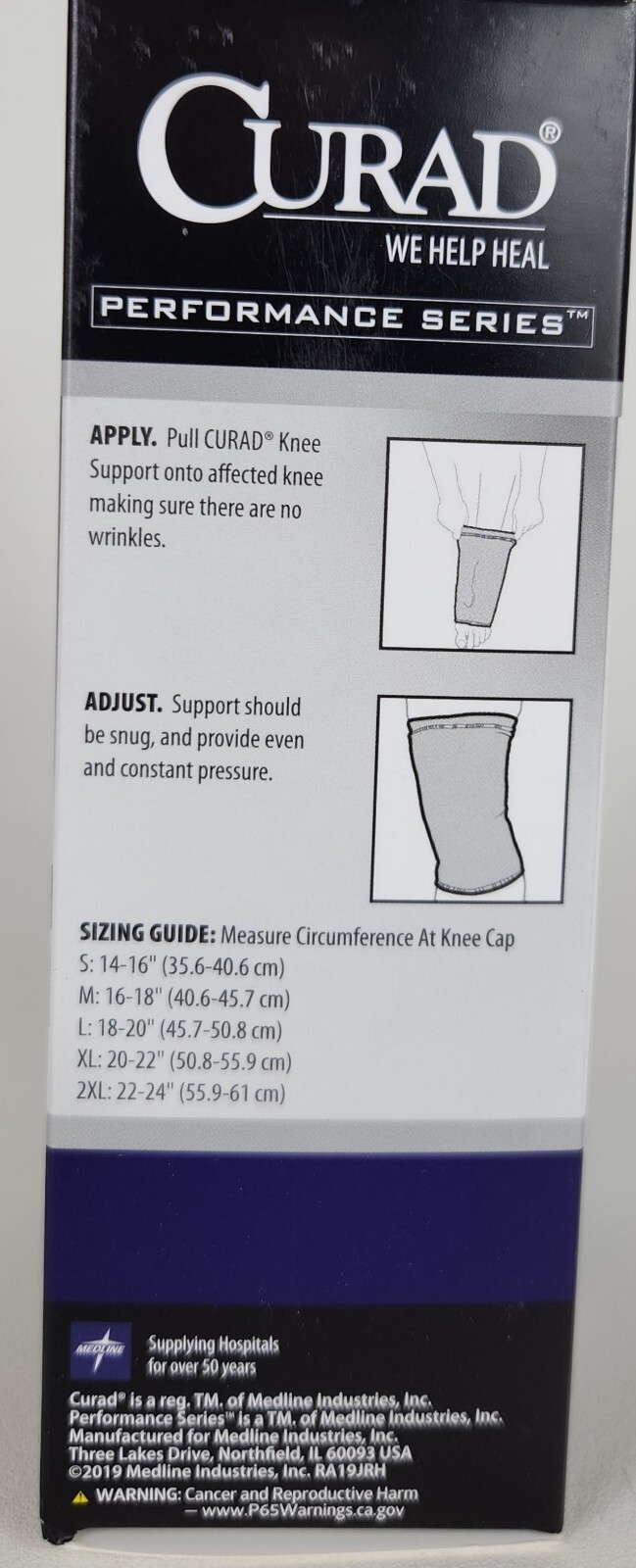 TWO Curad Elastic Pull-Over Knee Supports Size- Med fits 16-18″ (ABOVE Knee Cap)