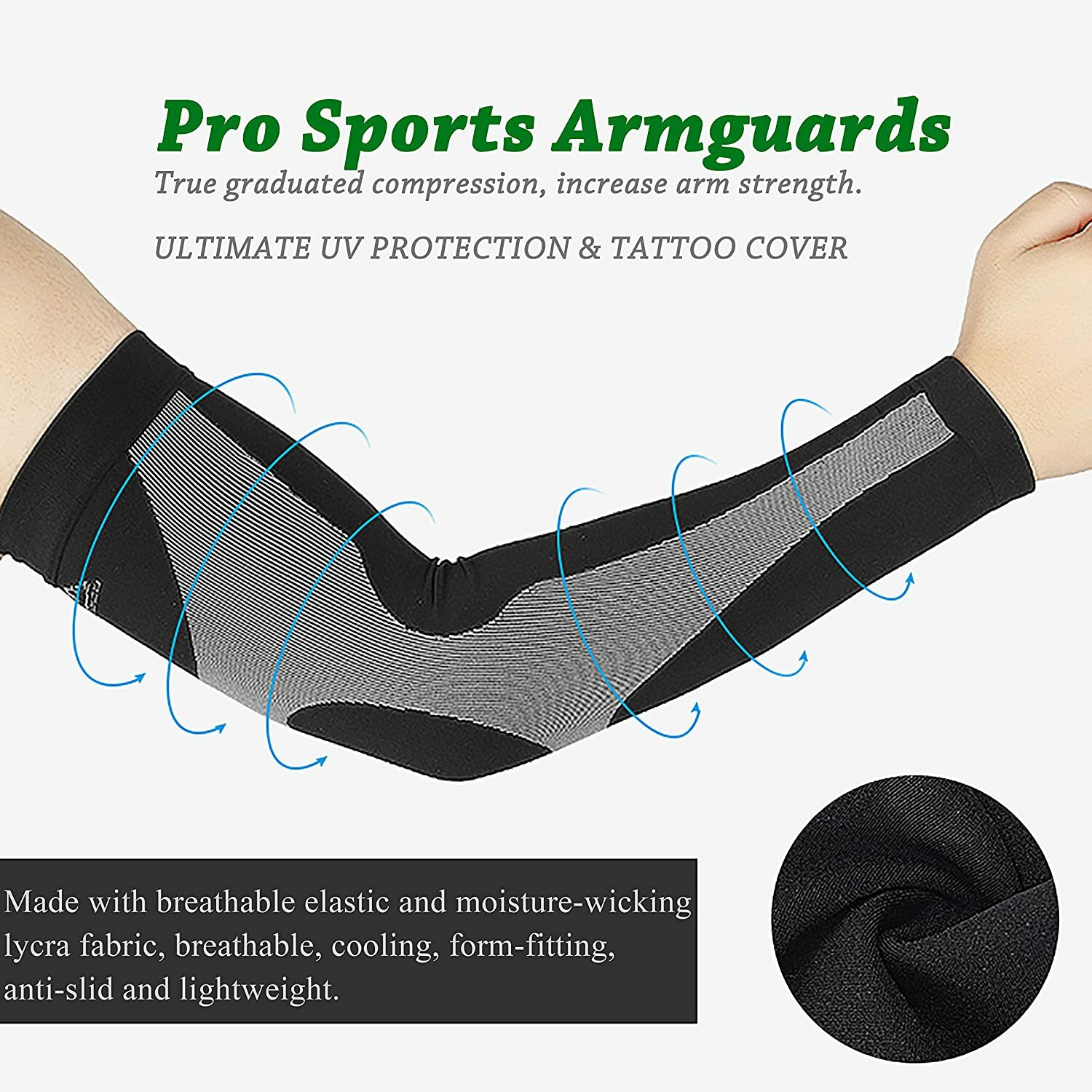 1 pair Arm Compression Sleeves Warm Arm Covers for Men Women UV Protection