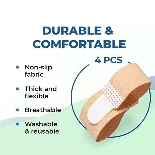 Broken Toe Wraps Hammer Toe Separator Splints Cushioned Bandages 4 pk Natra Cure