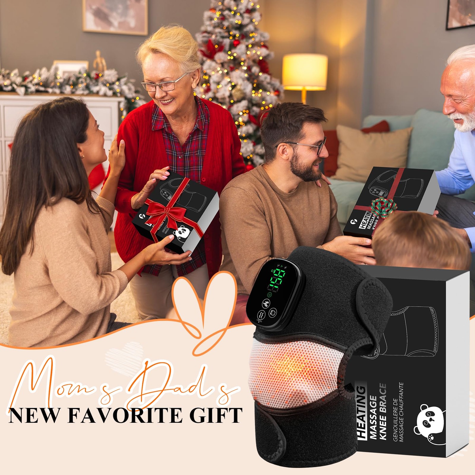 Knee Massager with Heat & Vibration, Heated Knee Brace for Relaxation, Cordle…